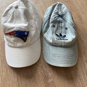 Adidas Blue Denim Cap and White Crystal Embellished Patriots Cap (2 for 1)